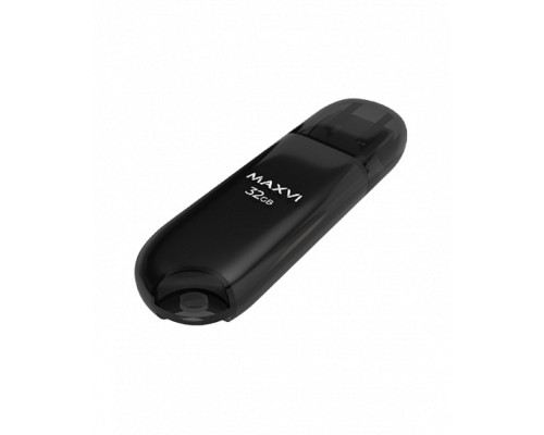 [носитель информации] Maxvi USB Drive 32GB P1 black, монолит с колпачком, ABS пластик, USB 2.0