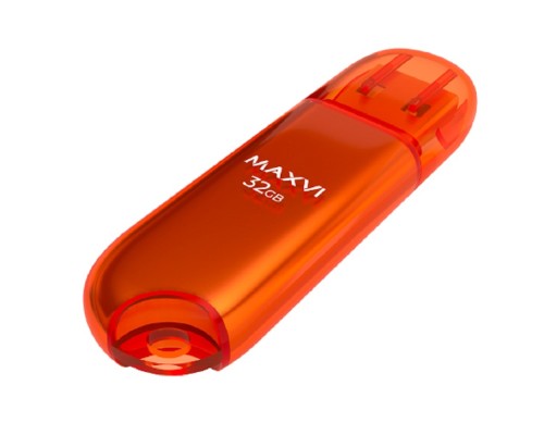 [носитель информации] Maxvi USB Drive 32GB P1 orange, монолит с колпачком, ABS пластик, USB 2.0