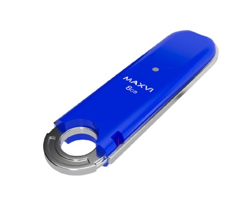 [носитель информации] Maxvi USB Drive 8GB P2 blue, монолит с колпачком, ABS пластик, USB 2.0