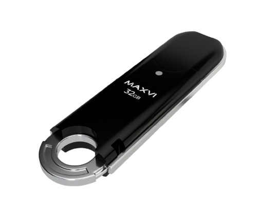[носитель информации] Maxvi USB Drive 32GB P2  32GB black, монолит с колпачком, ABS пластик, USB 2.0