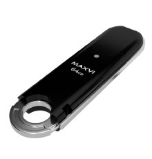 Maxvi USB Drive 64GB P2 black, монолит с колпачком, ABS пластик, USB 2.0