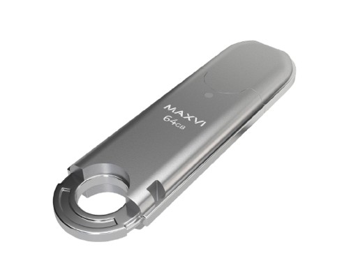 [носитель информации] Maxvi USB Drive 64GB P2 silver, монолит с колпачком, ABS пластик, USB 2.0
