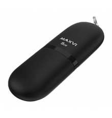 Maxvi USB Drive 8GB SF black, монолит с колпачком, soft touch, USB 2.0