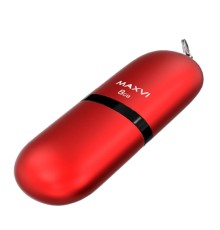 Maxvi USB Drive 8GB SF red, монолит с колпачком, soft touch, USB 2.0