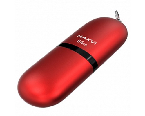 [носитель информации] Maxvi USB Drive 64GB SF red, монолит с колпачком, soft touch, USB 2.0
