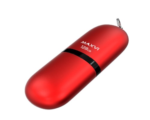 [носитель информации] Maxvi USB Drive 128GB SF red, монолит с колпачком, soft touch, USB 2.0