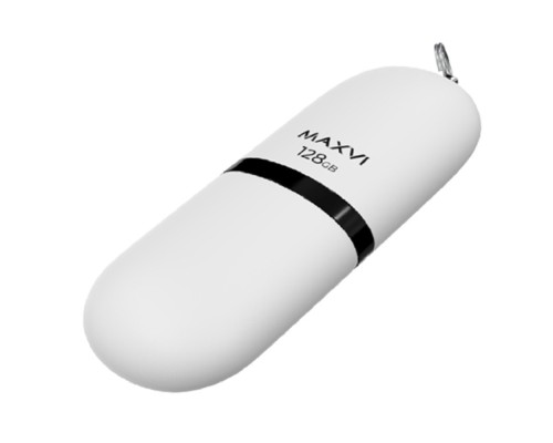[носитель информации] Maxvi USB Drive 128GB SF white, монолит с колпачком, soft touch, USB 2.0