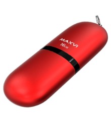 Maxvi USB Drive 16GB SF red, монолит с колпачком, soft touch, USB 2.0