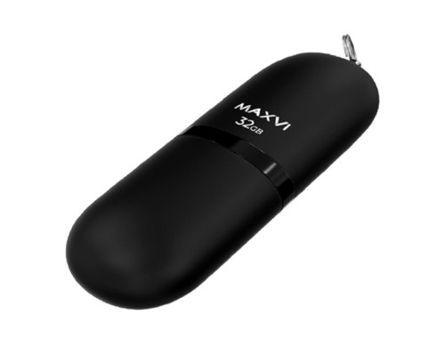 [носитель информации] Maxvi USB Drive 32GBSF  32GB black, монолит с колпачком, soft touch, USB 2.0