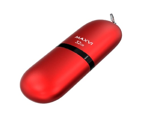 [носитель информации] Maxvi USB Drive 32GB SF red, монолит с колпачком, soft touch, USB 2.0