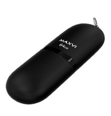 Maxvi USB Drive 64GB SF black, монолит с колпачком, soft touch, USB 2.0