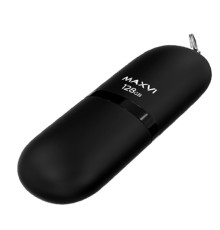 Maxvi USB Drive 128GB SF black, монолит с колпачком, soft touch, USB 2.0