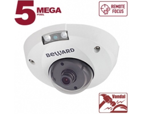 [Камера видеонаблюдения] BEWARD B5320DMR Купольная IP-камера 5 Мп, 1/2.8' КМОП SONY Starvis, 0.006 лк (день)/0.003 лк (ночь), 2xWDR, Н.265/Н.264/MJPEG, 2592?1944, 25 к/с, объектив 2.8/3.6/6/8/12/16 мм на выбор