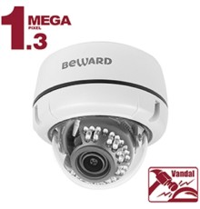 BEWARD B1510DV Купольная IP-камера 1.3Мп, 1/3'' КМОП SONY Exmor, объектив 2.8-12мм, ИК-подсветка до 20м, microSDHC (до 32 ГБ), герметичный разъем, IP66