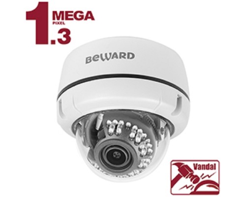 [Камера видеонаблюдения] BEWARD B1510DV Купольная IP-камера 1.3Мп, 1/3' КМОП SONY Exmor, объектив 2.8-12мм, ИК-подсветка до 20м, microSDHC (до 32 ГБ), герметичный разъем, IP66
