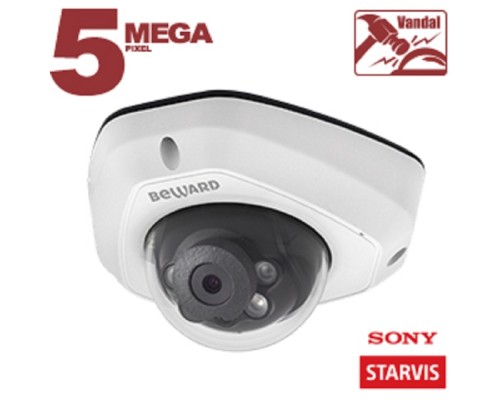 [Камера видеонаблюдения] BEWARD NK55630D6 Тип 4-1 ВН, 5 Мп, 1/2.9' КМОП Sony Starvis, 0.006 лк (день)/0.003лк (ночь), 2xWDR до 120 дБ, 3 потока H.265/Н.264 HP/MP/BP, MJPEG, 30к/с, 2560x1920, объектив 2.8 / 3.6 мм