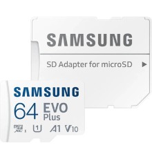 Micro SecureDigital 64GB Samsung Class 10 Evo Plus U1 (R/W 160 MB/s) + SD адаптер