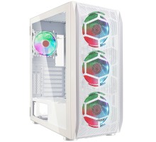 Ginzzu GL 390 боковая дверца закаленное стекло на петлях на магнитах, controller CRC10, 4* 12R6W FAN 12CM RGB Белый