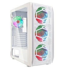 Ginzzu GL 390 боковая дверца закаленное стекло на петлях на магнитах, controller CRC10, 4* 12R6W FAN 12CM RGB Белый