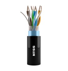 NTSS Кабель витая пара NTSS F/UTP 5e 4 пары одножильный 24AWG медь 305м внешний, внутренний малодымный безгалогенный компаунд (LSZH(Т) + UV) черный NTSS-OUT-FTP4-5e-LSZH(T)-BL