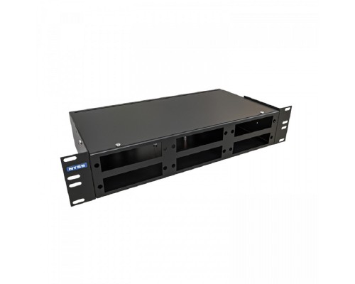 [Кросс, патч панель, адаптер] NTSS Кросс NTSS оптический 19' укомплектованный 2U, 48 портов SC/UPC, 62.5/125 мкм (планки, сплайс-кассета 2шт, пигтейлы, КДЗС, адаптеры) черный RAL 9005 NTSS-RFOB-2U-48-SC/U-62.5-SP1.5G1AY-BL