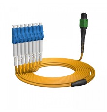 NTSS Волоконно-оптическая сборка fan-out NTSS PREMIUM 8ов, MTP/APC (male)-LC/UPC, 9/125 OS2, вывод 1м, буфер 2.0мм, 10м, LSZH NTSS-FM8PM-9-MTP/A(m)-LC/U-1.0-2.0-10