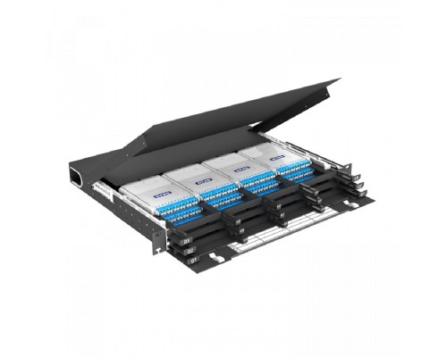 [Кросс, патч панель, адаптер] NTSS Кросс распределительный стоечный выдвижной 19” NTSS PREMIUM RRDC 1U, 12 CSM MTP кассет, черный NTSS-RsFOB-PM-1U-CSM-12-MTP-BL