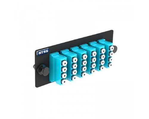 [Кросс, патч панель, адаптер] NTSS Сменная планка NTSS PREMIUM 6 LC Quadro ОМ3 адаптеры в комплекте для оптического кросса MTP/MPO NTSS-APA-PM-6LCQ-OM3-BL