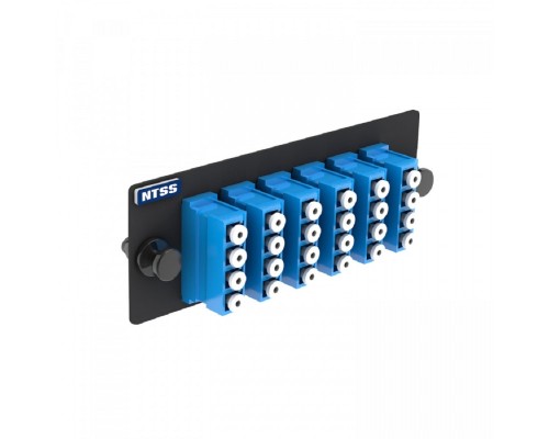 [Кросс, патч панель, адаптер] NTSS Сменная планка 6 LC Quadro OS2 адаптеры в комплекте для оптического кросса MTP/MPO NTSS-APA-PM-6LCQ-OS2-BL