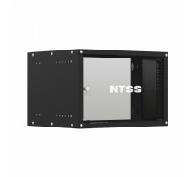 NTSS Шкаф настенный телекоммуникационный NTSS LIME 6U 550х350х370мм, 2 профиля 19, дверь стеклянная, боковые стенки несъемные, разобранный, черный RAL 9005 NTSS-WL6U5535GS-BL