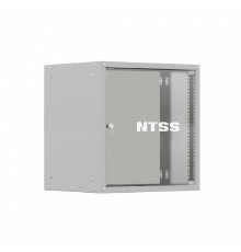NTSS Шкаф настенный телекоммуникационный NTSS LIME 9U 550х600х500мм, 2 профиля 19, дверь стеклянная, боковые стенки несъемные, разобранный, серый RAL 7035 NTSS-WL9U5560GS