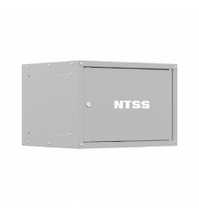 NTSS Шкаф настенный телекоммуникационный NTSS LIME 6U 550х350х370мм, 2 профиля 19, дверь сплошная металл, боковые стенки несъемные, разобранный, серый RAL 7035 NTSS-WL6U5535FD