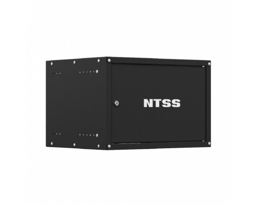 [Шкаф телекоммуникационный, стойка] NTSS Шкаф настенный телекоммуникационный NTSS LIME 6U 550х450х370мм, 2 профиля 19, дверь сплошная металл, боковые стенки несъемные, разобранный, черный RAL 9005 NTSS-WL6U5545FD-BL