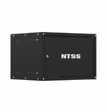 NTSS Шкаф настенный телекоммуникационный NTSS LIME 6U 550х600х370мм, 2 профиля 19, дверь сплошная металл, боковые стенки несъемные, разобранный, черный RAL 9005 NTSS-WL6U5560FD-BL