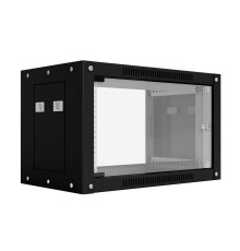 NTSS Шкаф настенный телекоммуникационный NTSS WS 12U 600х600х635мм, 2 профиля 19, дверь стеклянная, боковые стенки съемные, разобранный, черный RAL 9005 NTSS-WSP12U6060GS-BL