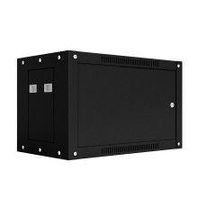 NTSS Шкаф настенный телекоммуникационный NTSS WS 6U 600х450х370мм, 2 профиля 19, дверь сплошная металл, боковые стенки съемные, разобранный, черный RAL 9005 NTSS-WSP6U6045FD-BL