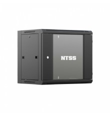 NTSS Шкаф настенный телекоммуникационный NTSS W 12U 600х450х635мм, 2 профиля 19, дверь стеклянная, боковые стенки съемные, задняя стенка, разобранный, черный RAL 9005 NTSS-W12U6045GS-2BL