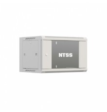 NTSS Шкаф настенный телекоммуникационный NTSS W 6U 600х600х370мм, 2 профиля 19, дверь стеклянная, боковые стенки съемные, задняя стенка, разобранный, серый RAL 7035 NTSS-W6U6060GS
