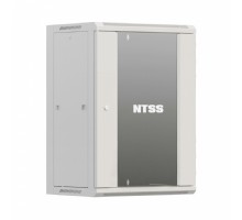 NTSS Шкаф настенный телекоммуникационный NTSS W 15U 600х600х770мм, 2 профиля 19, дверь стеклянная, боковые стенки съемные, задняя стенка, разобранный, серый RAL 7035 NTSS-W15U6060GS