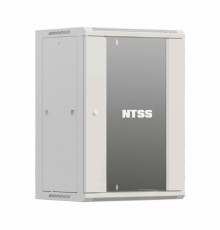 NTSS Шкаф настенный телекоммуникационный NTSS W 15U 600х600х770мм, 2 профиля 19, дверь стеклянная, боковые стенки съемные, задняя стенка, разобранный, серый RAL 7035 NTSS-W15U6060GS