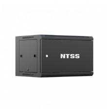 NTSS Шкаф настенный телекоммуникационный NTSS W 6U 600х450х370мм, 2 профиля 19, дверь сплошная металл, боковые стенки съемные, разобранный, черный RAL 9005 NTSS-W6U6045FD-BL