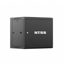 NTSS Шкаф настенный телекоммуникационный NTSS W 12U 600х450х635мм, 2 профиля 19, дверь сплошная металл, боковые стенки съемные, разобранный, черный RAL 9005 NTSS-W12U6045FD-BL
