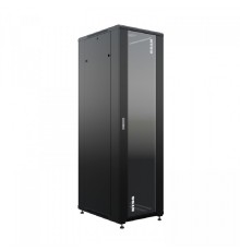 NTSS Шкаф напольный универсальный серверный NTSS R 32U 600х800мм, 4 профиля 19, двери стекло и сплошная металл, боковые стенки съемные, регулируемые опоры, разобранный, черный RAL 9005 NTSS-R32U6080GS