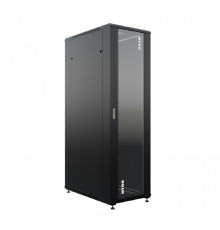 NTSS Шкаф напольный универсальный серверный NTSS R 42U 800х1000мм, 4 профиля 19, двери стекло и сплошная металл, боковые стенки съемные, регулируемые опоры, разобранный, черный RAL 9005 NTSS-R42U80100