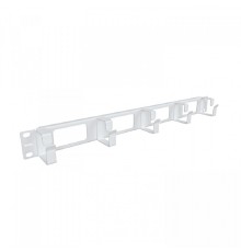 NTSS Организатор кабельный горизонтальный NTSS, крепление 19 1U с окошками, 5 колец глубиной 45мм, металл, серый RAL 7035 NTSS-HORG-O-1U-5(45)