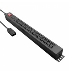 NTSS Блок распр.питания NTSS, Basic, 1ф16А, 3.7кВт, выкл. с подсв., 1 гидр.авт., (16)С13, сталь, 3м каб., вил. IEC 60320 C20 NTSS-PDU-KB2516-3C20