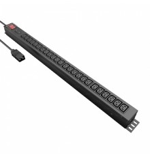 NTSS Блок распр.питания NTSS, Basic, 1ф16А, 3.7кВт, выкл. с подсв., 1 гидр.авт., (24)С13, сталь, 3м каб., вил. IEC 60320 C20 NTSS-PDU-KB2524-3C20