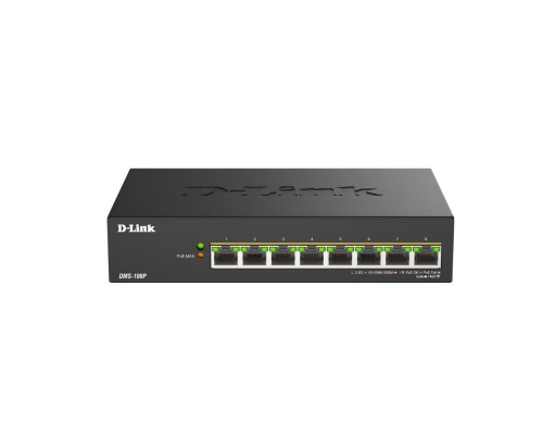 [Сетевое оборудование] D-Link DMS-108P/A1A Неуправляемый коммутатор с 8 портами 100/1000/2.5GBase-T (8 портов PoE 802.3af/at/bt, PoE-бюджет 230 Вт)