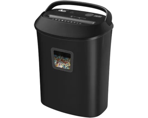 [CACTUS Уничтожители документов] Cactus Шредер CS-SH-P8 черный (секр.P-4)/фрагменты/12лист./25лтр./скрепки/скобы/пл.карты/CD