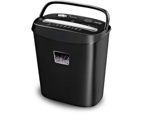 [CACTUS Уничтожители документов] Cactus Шредер CS-SH-P4 черный (секр.P-4)/фрагменты/8лист./15лтр./скрепки/скобы/пл.карты